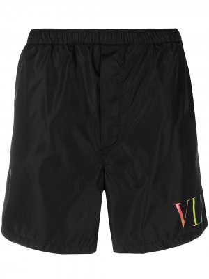 Плавки-шорты с логотипом VLTN Valentino. Цвет: черный