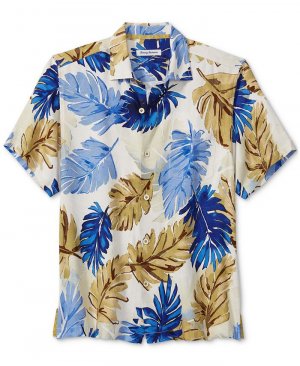 Мужская шелковая рубашка на пуговицах с короткими рукавами Ferona Fronds , тан/бежевый Tommy Bahama