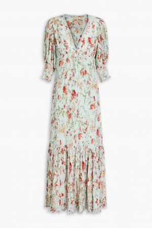 Плиссированное платье макси из крепона с цветочным принтом, мятный byTiMo