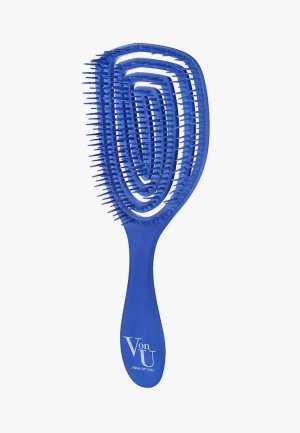 Расческа Von U для распутывания волос массажная продувная синяя корейская / Spin Brush Blue. Цвет: синий