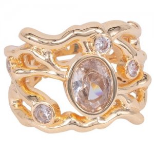 Кольцо бижутерное Перстень (Безразмерное, Бижутерный сплав, Золотистый) 6-56508 OTOKODESIGN. Цвет: золотистый