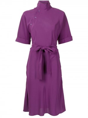 Шелковое платье миди Mulberry с поясом Shanghai Tang. Цвет: фиолетовый