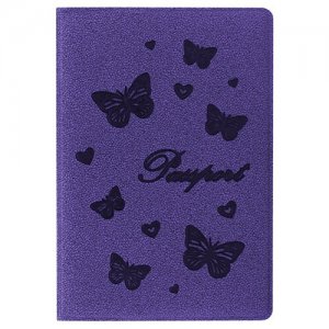 Обложка для паспорта , бархатный полиуретан, Бабочки, фиолетовая, 237618 STAFF