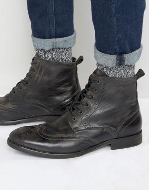 Кожаные ботинки-броги Simpson Hudson London. Цвет: черный