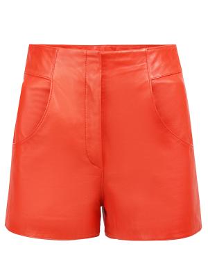Кожаные шорты KENZO. Цвет: оранжевый