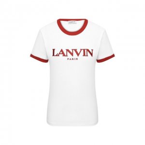 Хлопковая футболка Lanvin. Цвет: белый