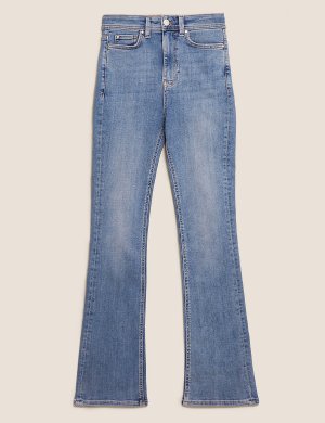 Расклешенные джинсы с высокой талией, Marks&Spencer Marks & Spencer. Цвет: светлый индиго