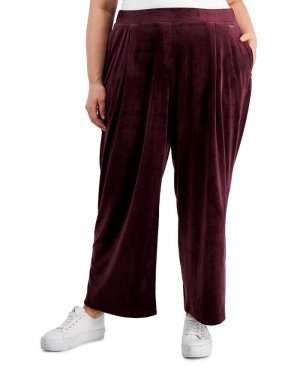 Велюровые широкие брюки больших размеров со складками спереди , красный Calvin Klein