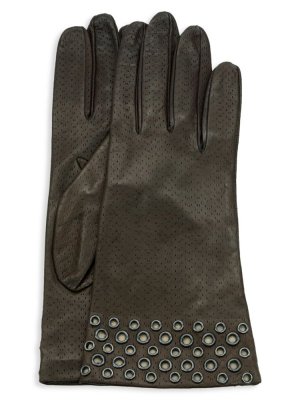 Перфорированные кожаные перчатки, черный Portolano