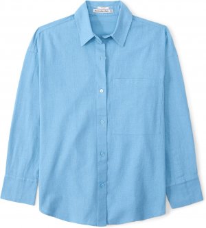 Льняная рубашка оверсайз-курорт , синий Abercrombie & Fitch