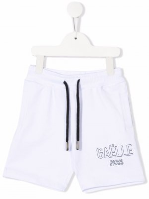 Logo-print elasticated shorts Gaelle Paris Kids. Цвет: белый