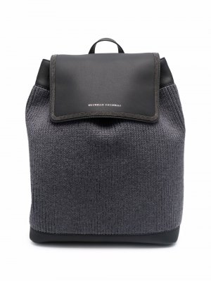 Рюкзак с отделкой из шерсти Brunello Cucinelli. Цвет: серый