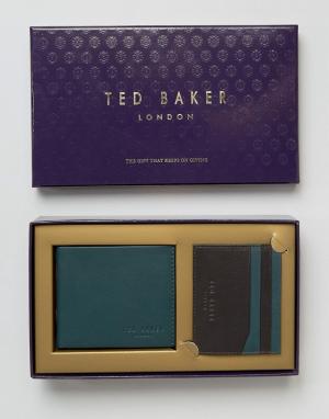 Подарочный набор с бумажником и визитницей Ted Baker. Цвет: зеленый