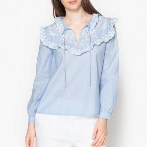Блузка с вышивкой в нео-викторианском стиле COOKIE LEON and HARPER. Цвет: синий