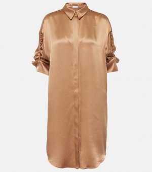 Платье-рубашка из шелкового атласа с цепочкой , коричневый Loewe