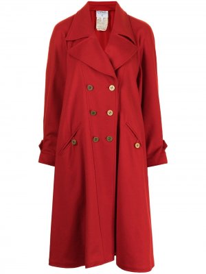 Двубортное пальто 1994-го года средней длины Chanel Pre-Owned. Цвет: красный