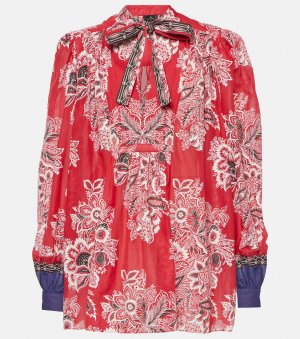 Блуза из хлопка и шелка с принтом, красный Etro