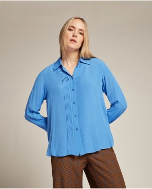 Женская рубашка с длинными рукавами и складками , светло-синий Elena Mirò