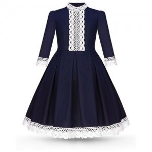Школьное платье , размер 152/158, белый, синий Alisia Fiori. Цвет: белый/синий