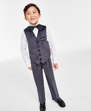 Классическая рубашка, жилет, брюки и галстук-бабочка для маленьких мальчиков, комплект из 4 предметов , мультиколор Calvin Klein