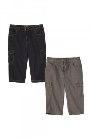 Укороченные брюки-карго с эластичной талией, набор из 2 шт. , серый Atlas for Men