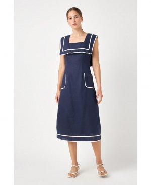 Женское платье миди с квадратным вырезом , мультиколор English Factory