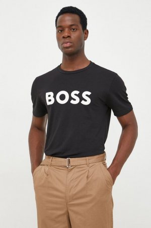 Хлопковая футболка CASUAL Boss Orange, черный Orange