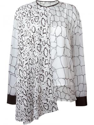 Асимметричная блузка с принтом Issa. Цвет: белый