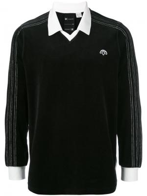 Велюровая рубашка-поло с логотипом Adidas Originals By Alexander Wang. Цвет: чёрный