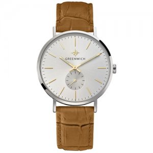 Наручные часы GREENWICH Classic, белый. Цвет: коричневый