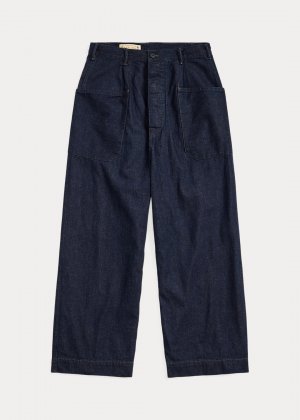Джинсовые широкие брюки из хлопка и льна Ralph Lauren