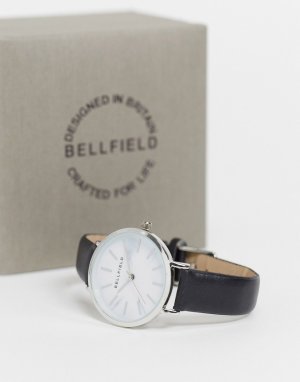 Часы с ремешком из искусственной кожи и серебристым циферблатом -Черный цвет Bellfield
