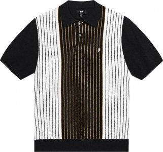 Свитер Textured Short-Sleeve Polo Sweater 'Black Stripe', разноцветный Stussy