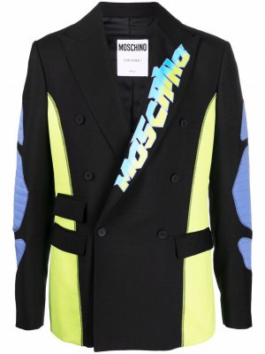 Двубортный пиджак в стиле колор-блок Moschino. Цвет: черный