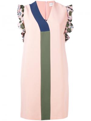 Платье шифт с принтом Pardens. Цвет: розовый и фиолетовый