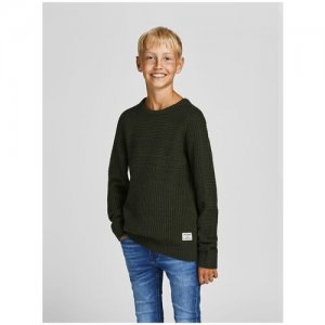 , пуловер для мальчика, Цвет: серо-зеленый, размер: 176 Jack & Jones. Цвет: зеленый