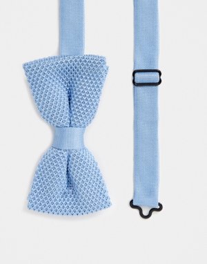 Голубой трикотажный галстук-бабочка -Синий Twisted Tailor