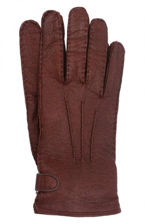 Кожаные перчатки Brioni. Цвет: коричневый