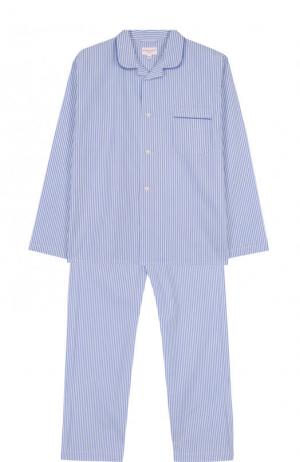 Хлопковая пижама с принтом Derek Rose. Цвет: синий