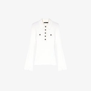 Рубашка-поло эластичной вязки с воротником на пуговицах и длинными рукавами Mipolo , цвет blanc Maje