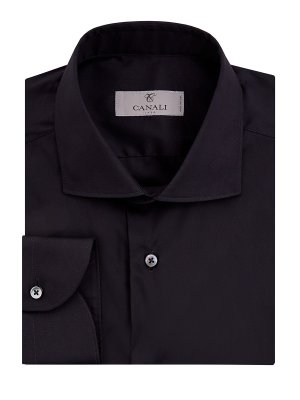 Однотонная рубашка из мягкого эластичного хлопка CANALI. Цвет: черный