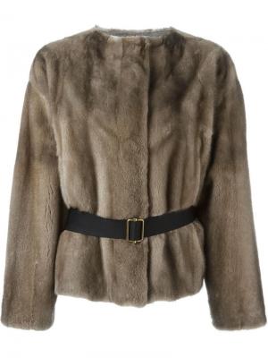 Меховая куртка с поясом Inès & Maréchal. Цвет: коричневый