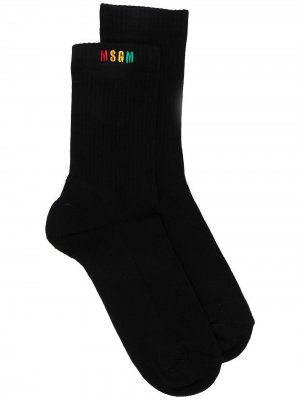 Носки с вышитым логотипом MSGM. Цвет: черный