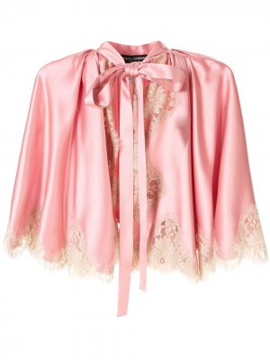 Накидка с кружевом и завязками Dolce & Gabbana. Цвет: розовый