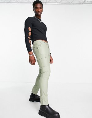 Суперузкие брюки карго из матовой искусственной кожи ASOS DESIGN