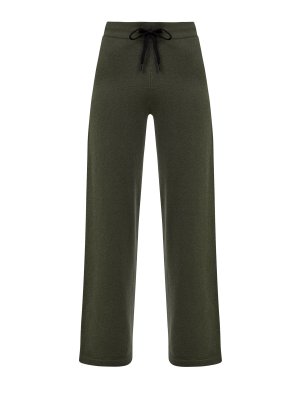 Широкие брюки из трикотажа с поясом на контрастной кулиске YVES SALOMON. Цвет: зеленый