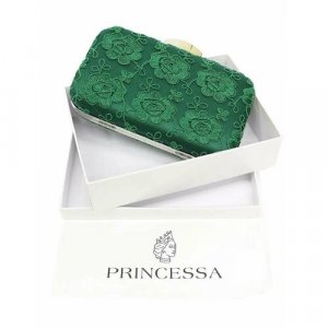 Сумка клатч 2021PR-G1368-REL/G1368-A\зеленый вечерняя, текстиль, внутренний карман, зеленый Princessa. Цвет: зеленый