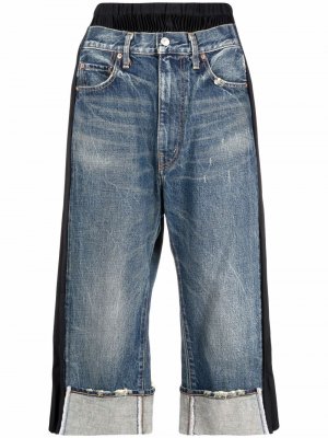 Укороченные джинсы с эффектом потертости Junya Watanabe. Цвет: синий