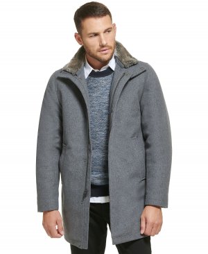 Мужское пальто Urban Walker со съемным искусственным мехом кролика и внутренним воротником Calvin Klein