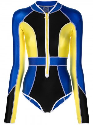 Плавательный костюм Monique в стиле колор-блок Duskii. Цвет: синий